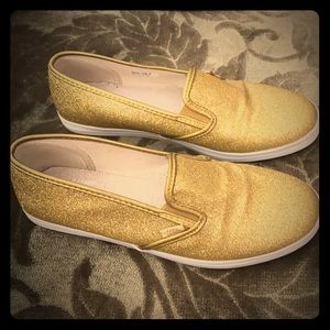 Gently used Gold glitter slip on Vans!